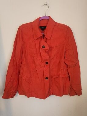 Talbots Orange Button-Front Jean Jacket